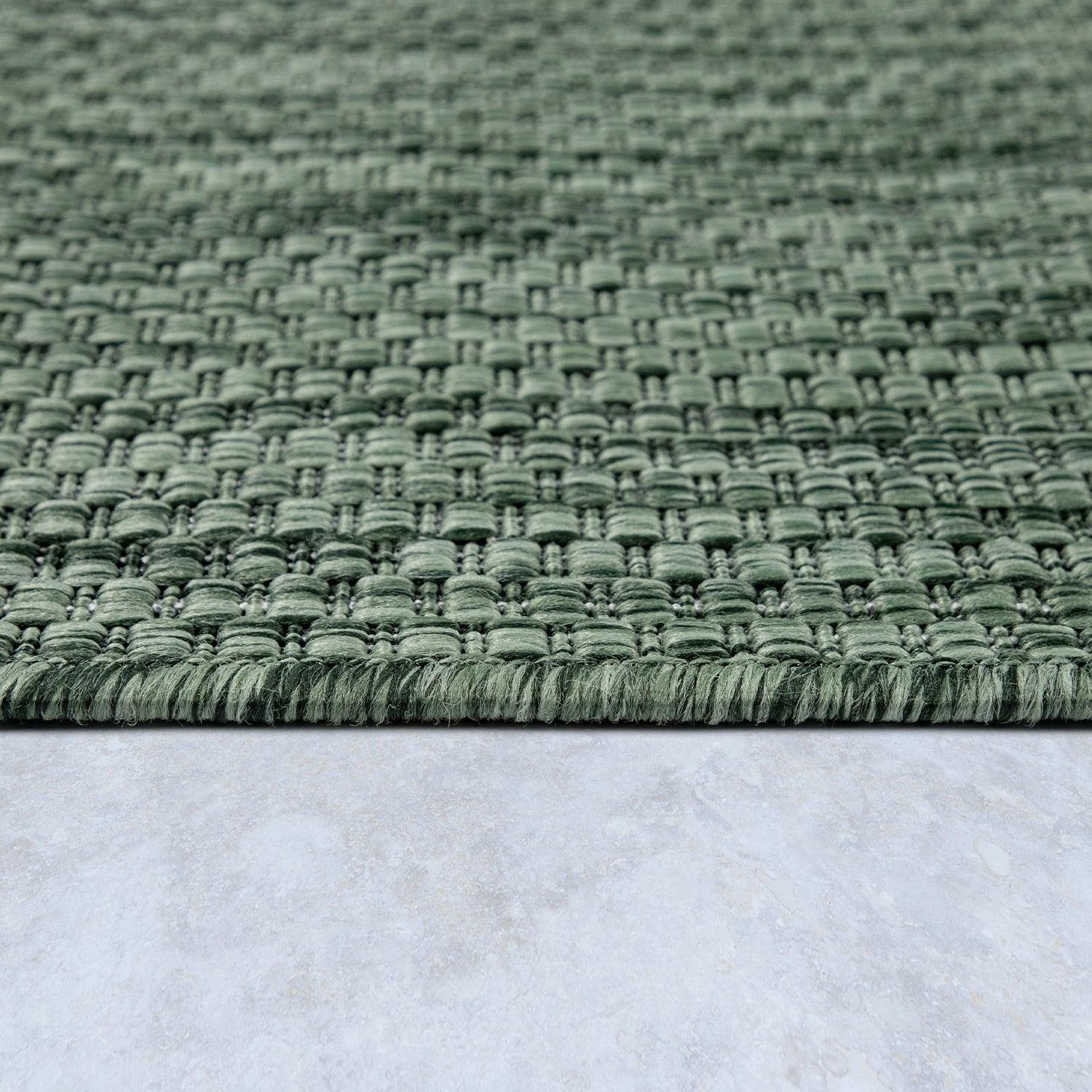 Solid Outdoor Rug for Patio or Balcony weatherproof in Mottled Dark Green-1