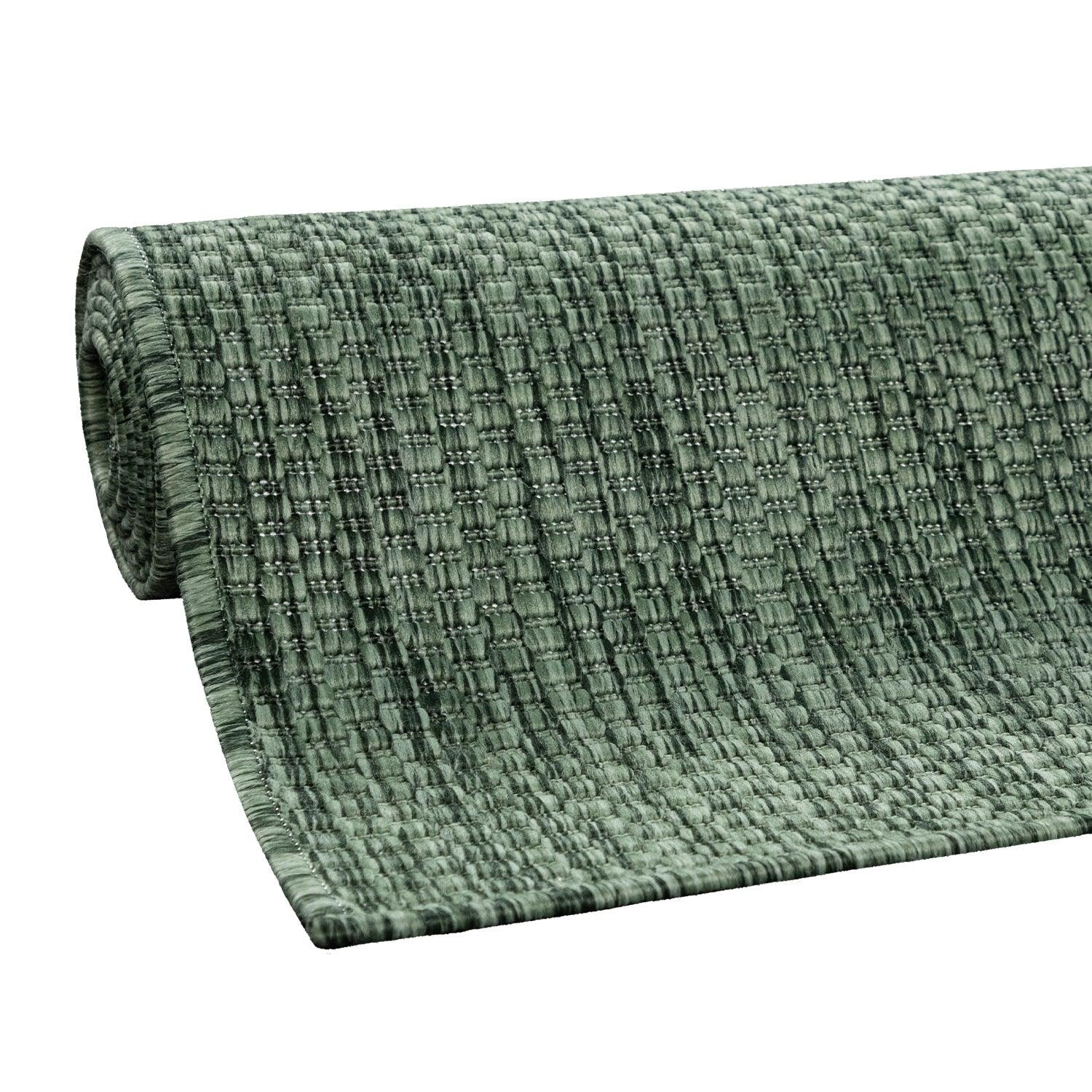 Solid Outdoor Rug for Patio or Balcony weatherproof in Mottled Dark Green-3