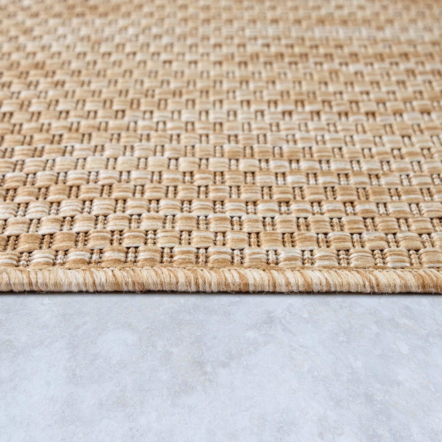 Solid Outdoor Rug for Patio or Balcony weatherproof Mottled Light-Brown Beige-1