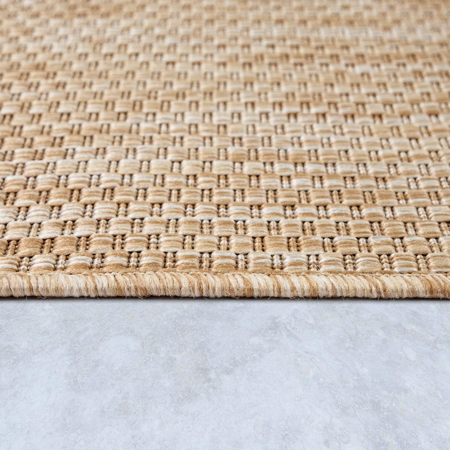 Solid Outdoor Rug for Patio or Balcony weatherproof Mottled Light-Brown Beige-1