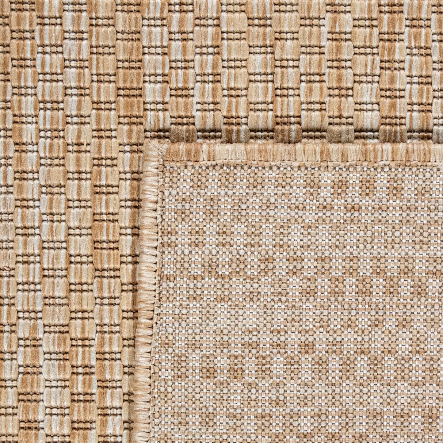 Solid Outdoor Rug for Patio or Balcony weatherproof Mottled Light-Brown Beige-2