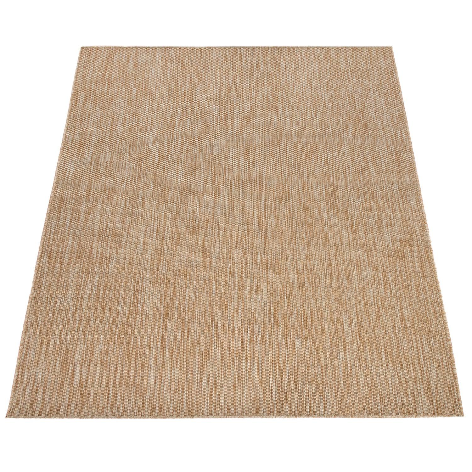 Solid Outdoor Rug for Patio or Balcony weatherproof Mottled Light-Brown Beige-4