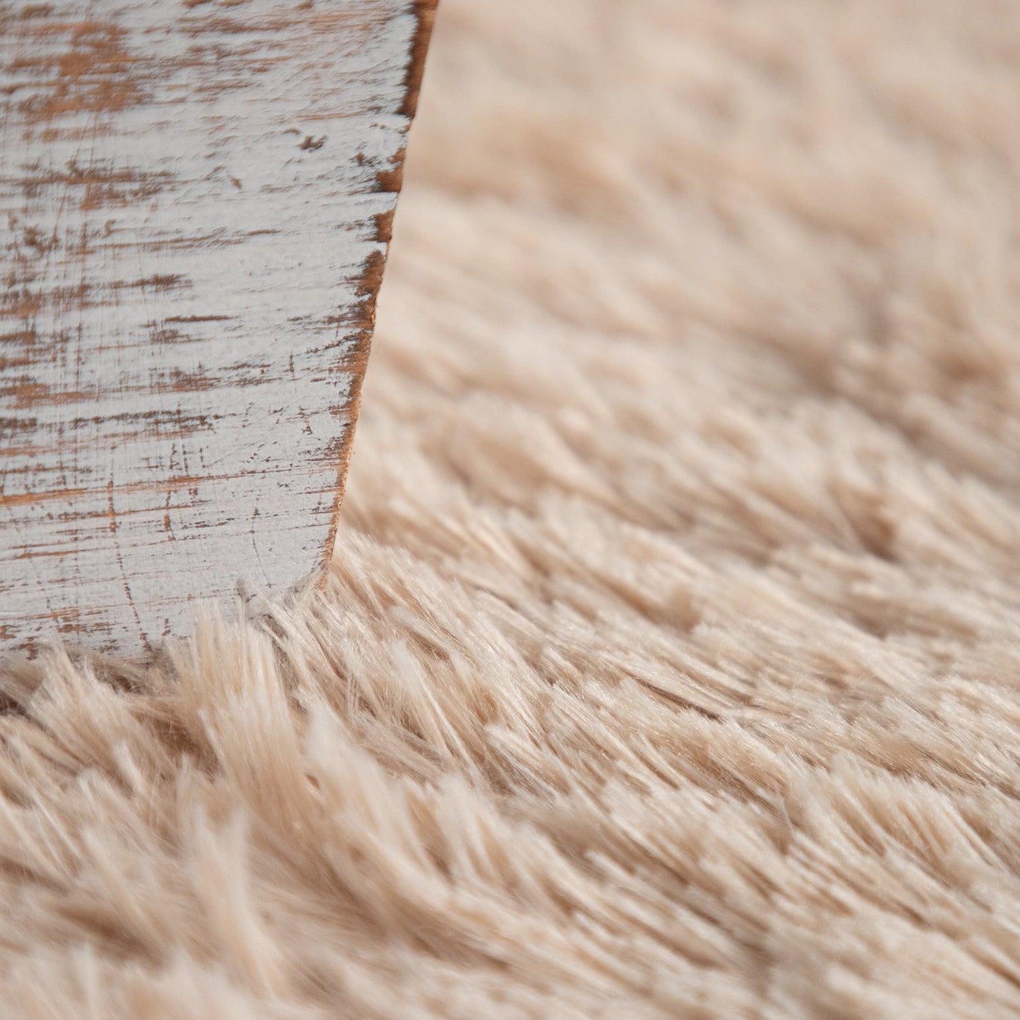 Solid Shag Rug Silky Soft & Fluffy In Beige-1