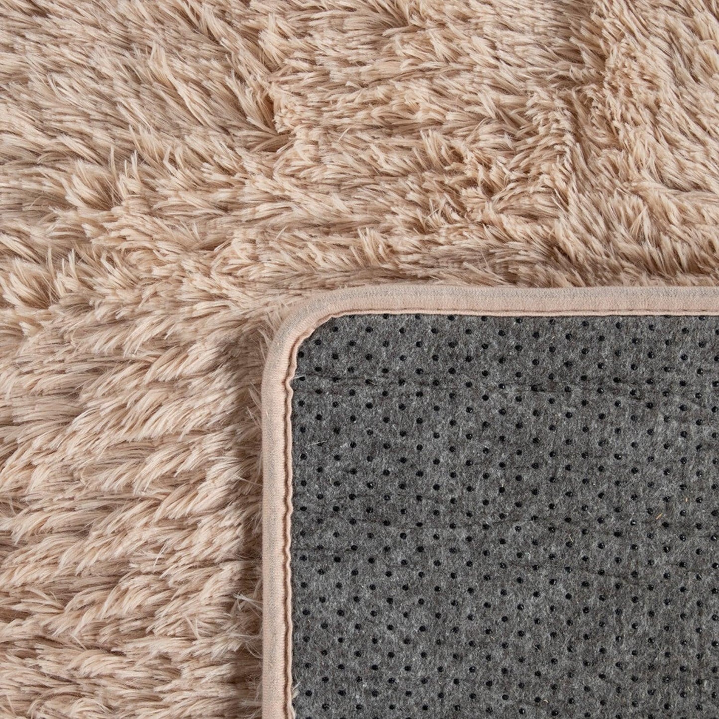Solid Shag Rug Silky Soft & Fluffy In Beige-2