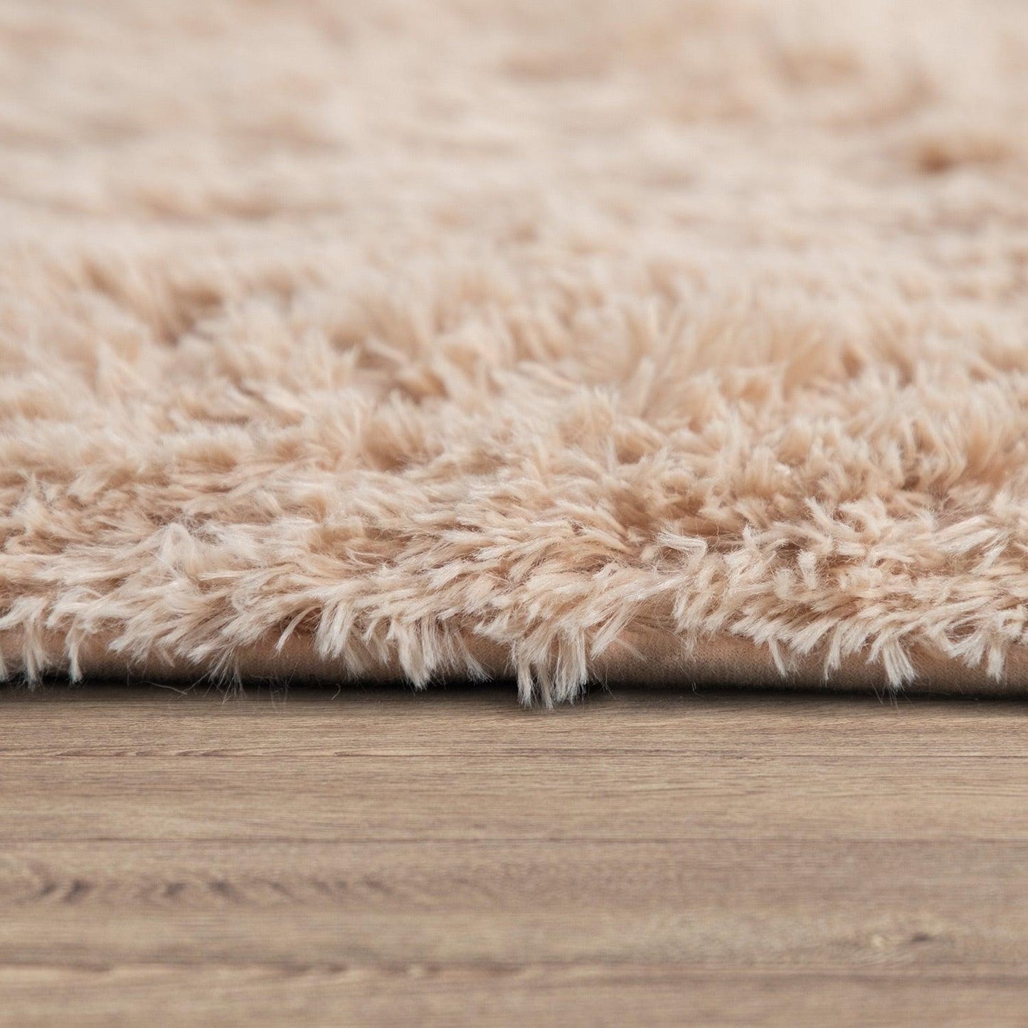 Solid Shag Rug Silky Soft & Fluffy In Beige-3