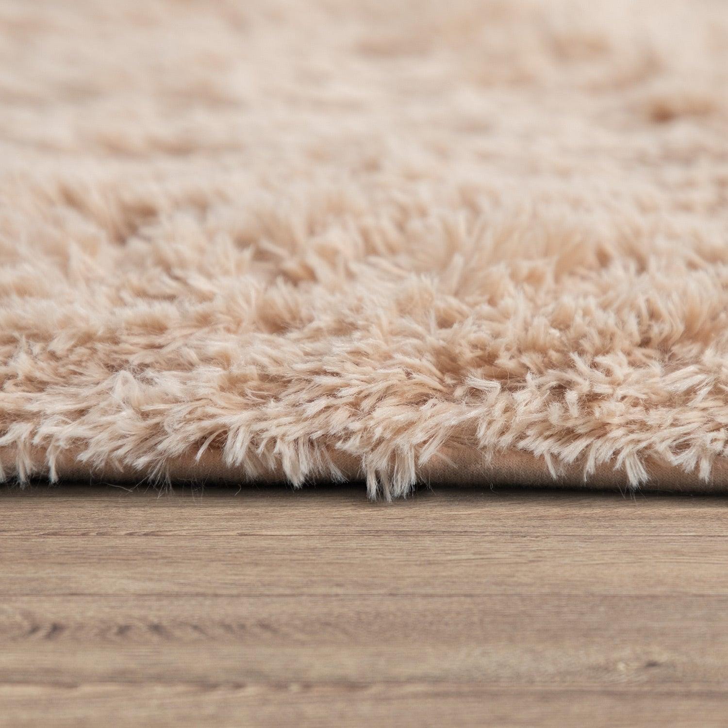 Solid Shag Rug Silky Soft & Fluffy In Beige-3