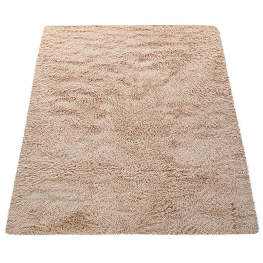 Solid Shag Rug Silky Soft & Fluffy In Beige-0