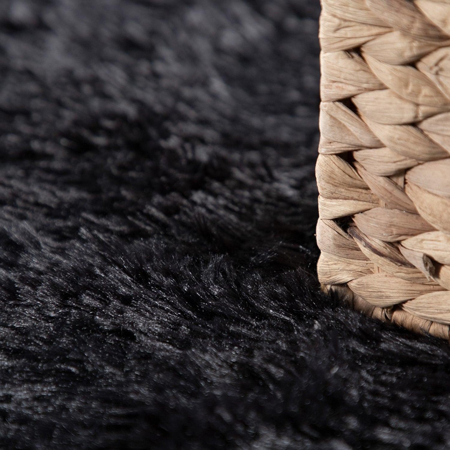 Solid Shag Rug Silky Soft & Fluffy In Black-1