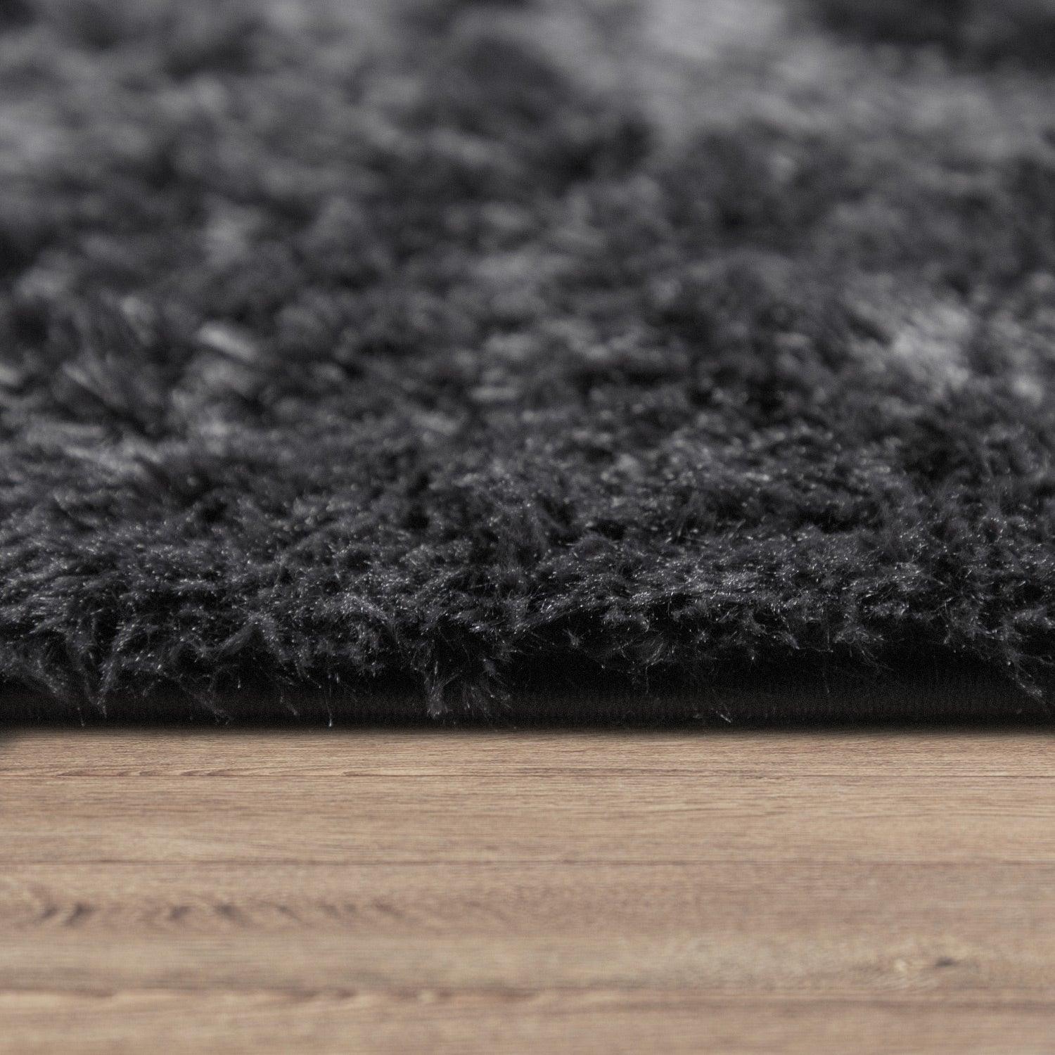 Solid Shag Rug Silky Soft & Fluffy In Black-2