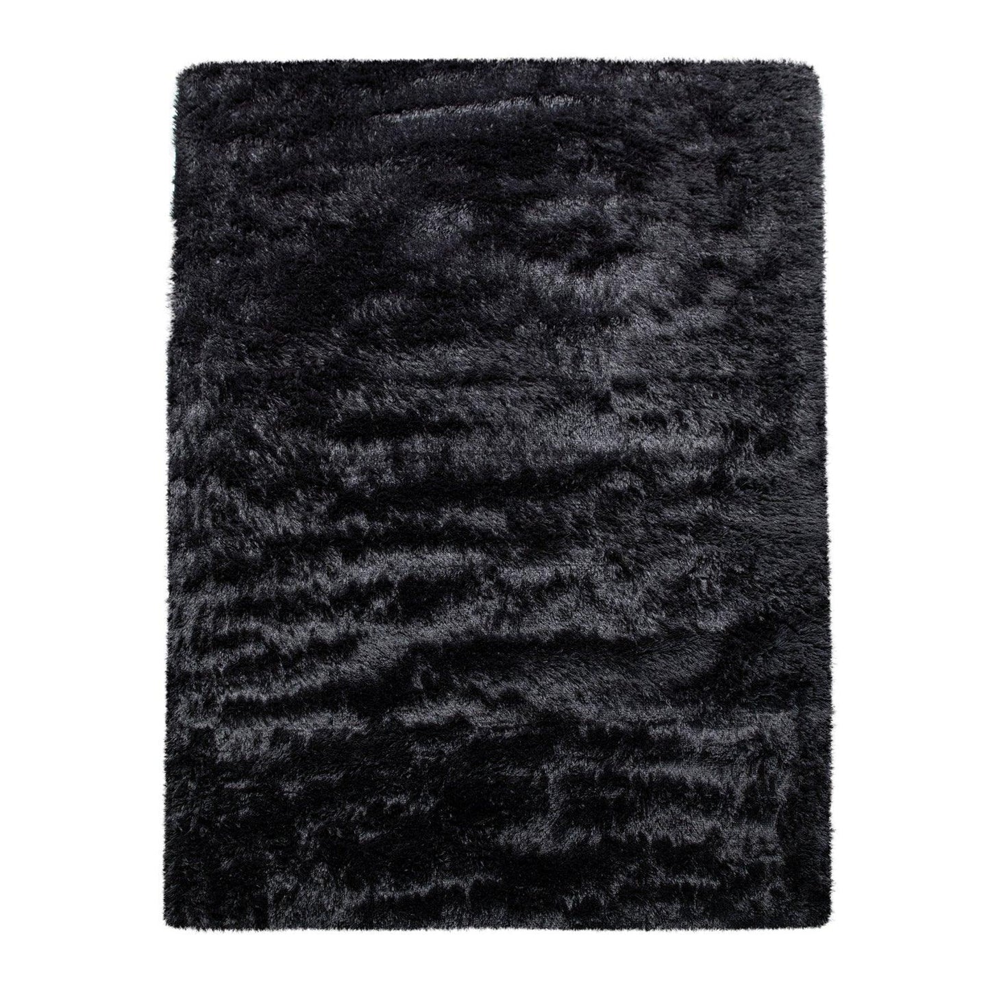 Solid Shag Rug Silky Soft & Fluffy In Black-0