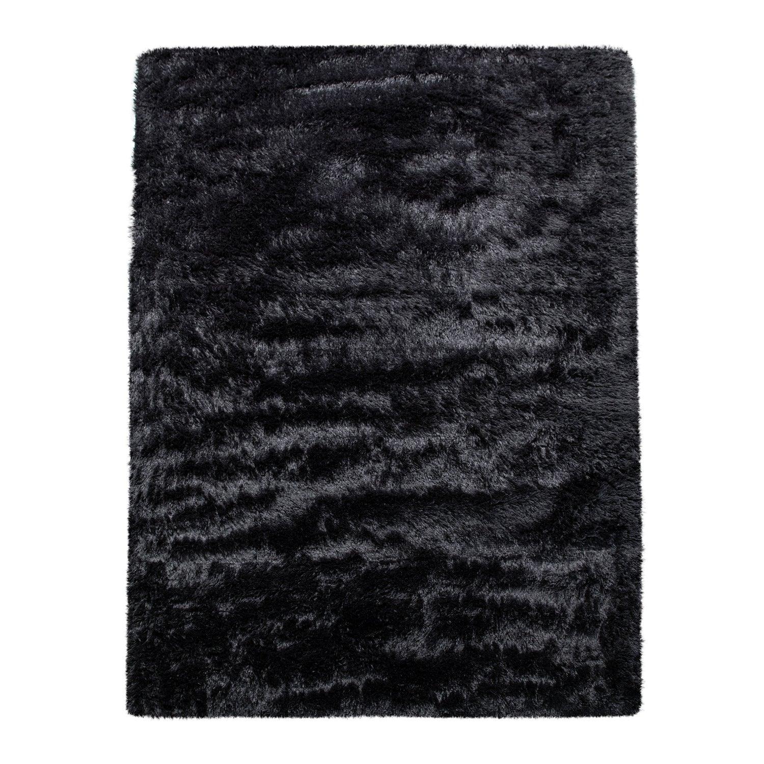 Solid Shag Rug Silky Soft & Fluffy In Black-0
