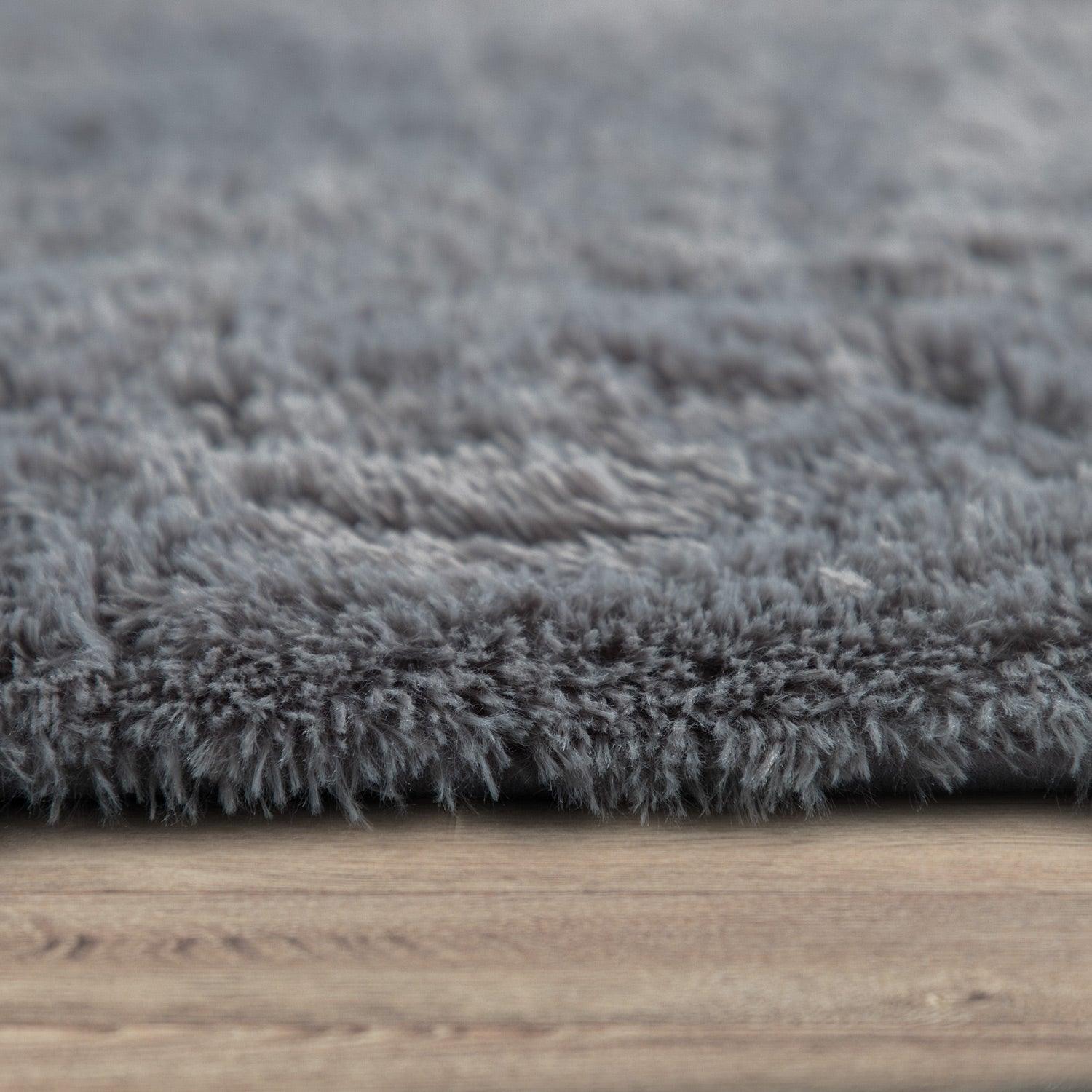 Solid Shag Rug Silky Soft & Fluffy In Grey-2
