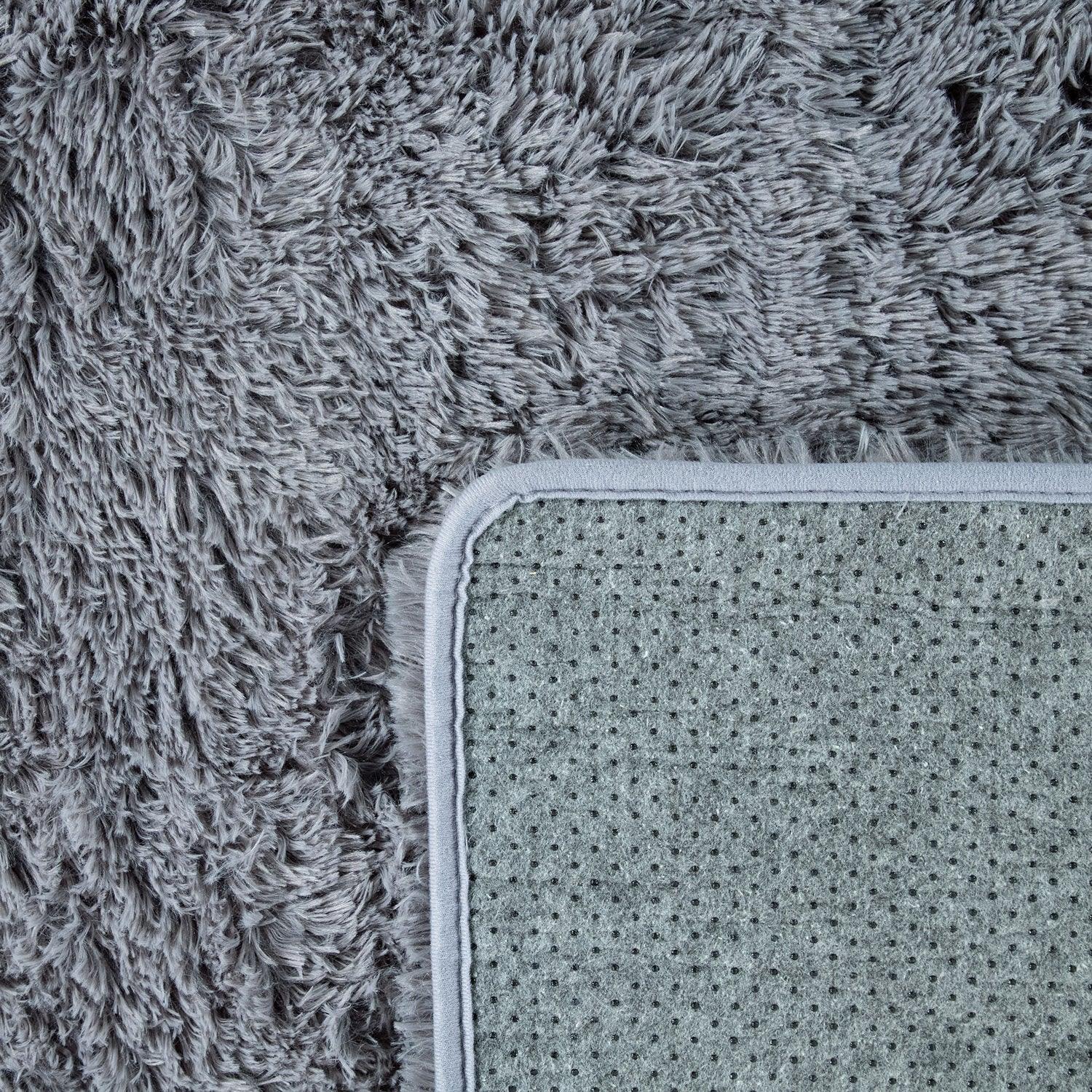 Solid Shag Rug Silky Soft & Fluffy In Grey-3