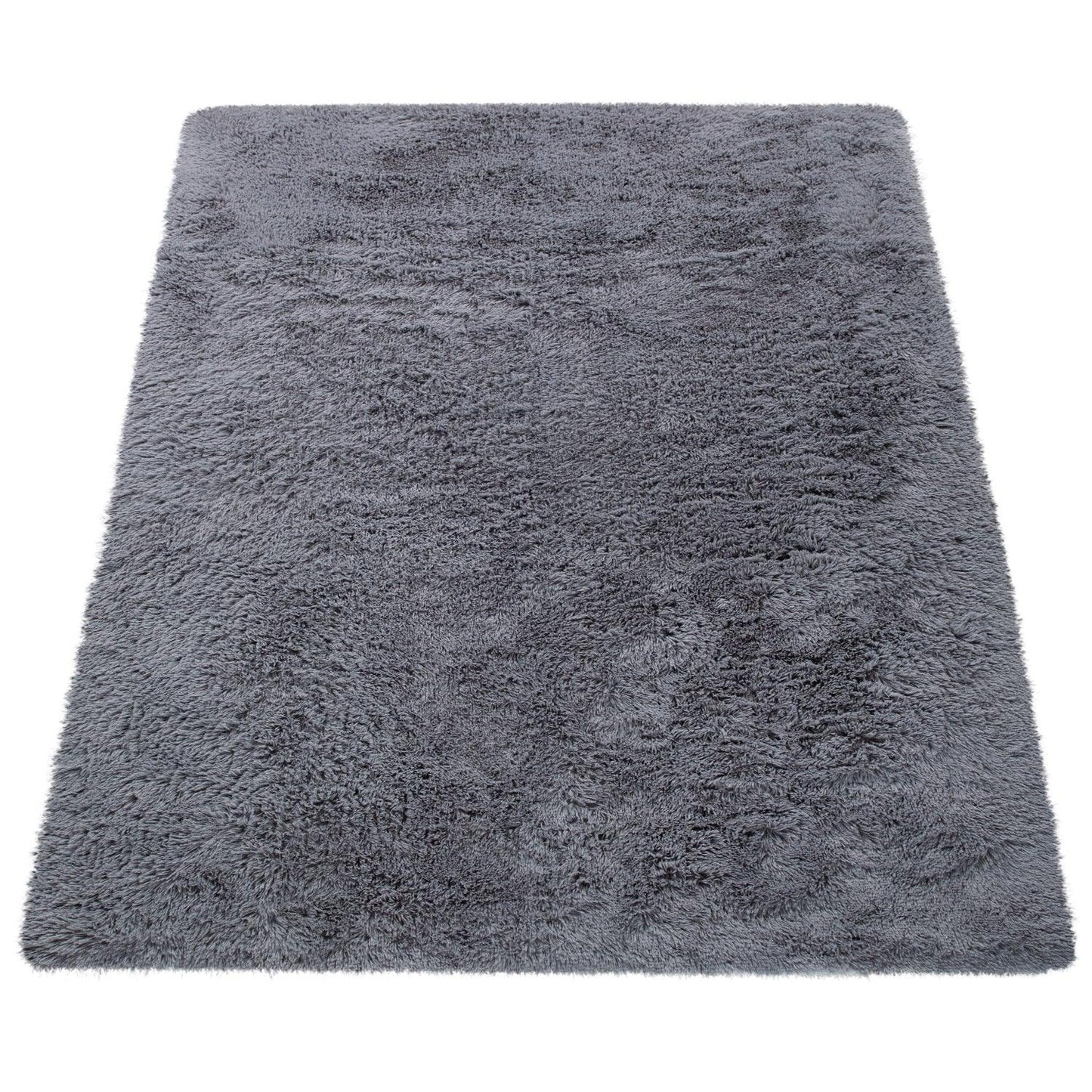 Solid Shag Rug Silky Soft & Fluffy In Grey-0