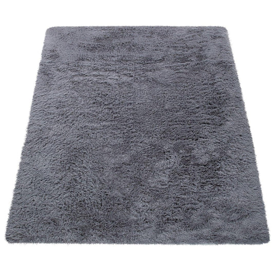 Solid Shag Rug Silky Soft & Fluffy In Grey-0