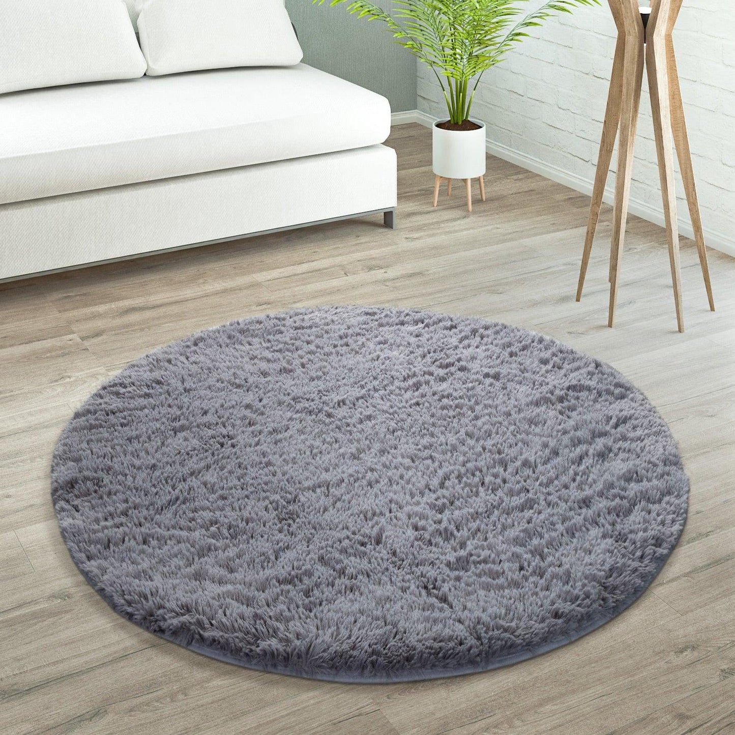 Solid Shag Rug Silky Soft & Fluffy In Grey-4