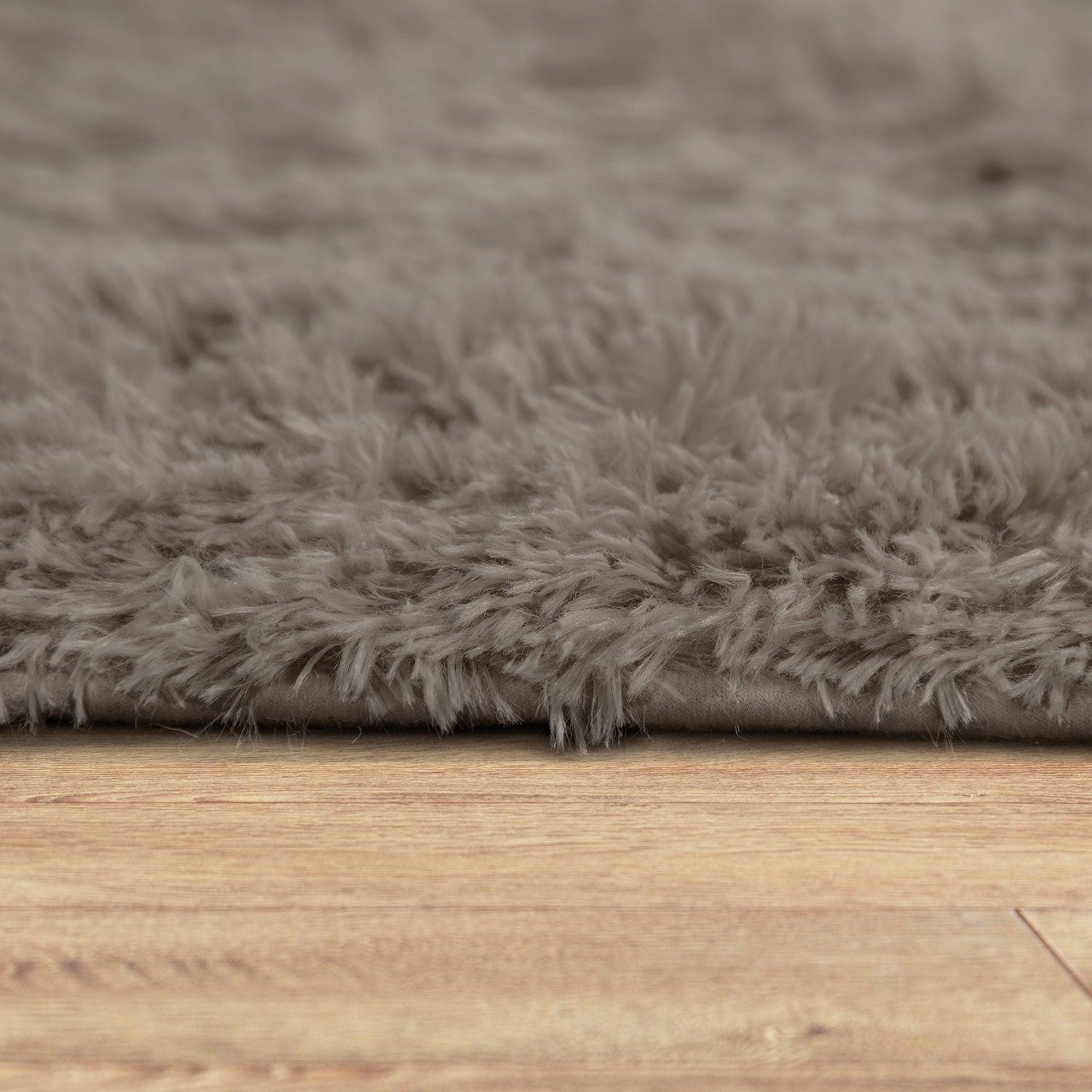 Solid Shag Rug Silky Soft & Fluffy In Light-Brown-1