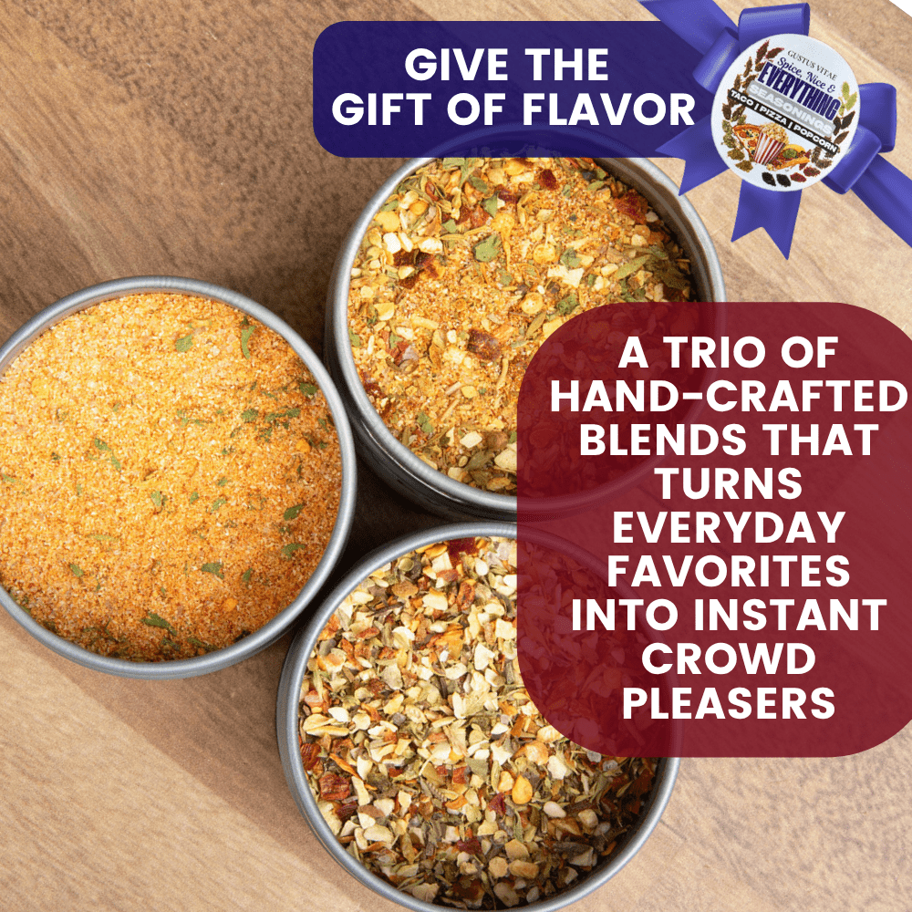 Spice, Nice & Everything Seasonings: Taco, Pizza, Popcorn | Gift Pack Set of 3-3