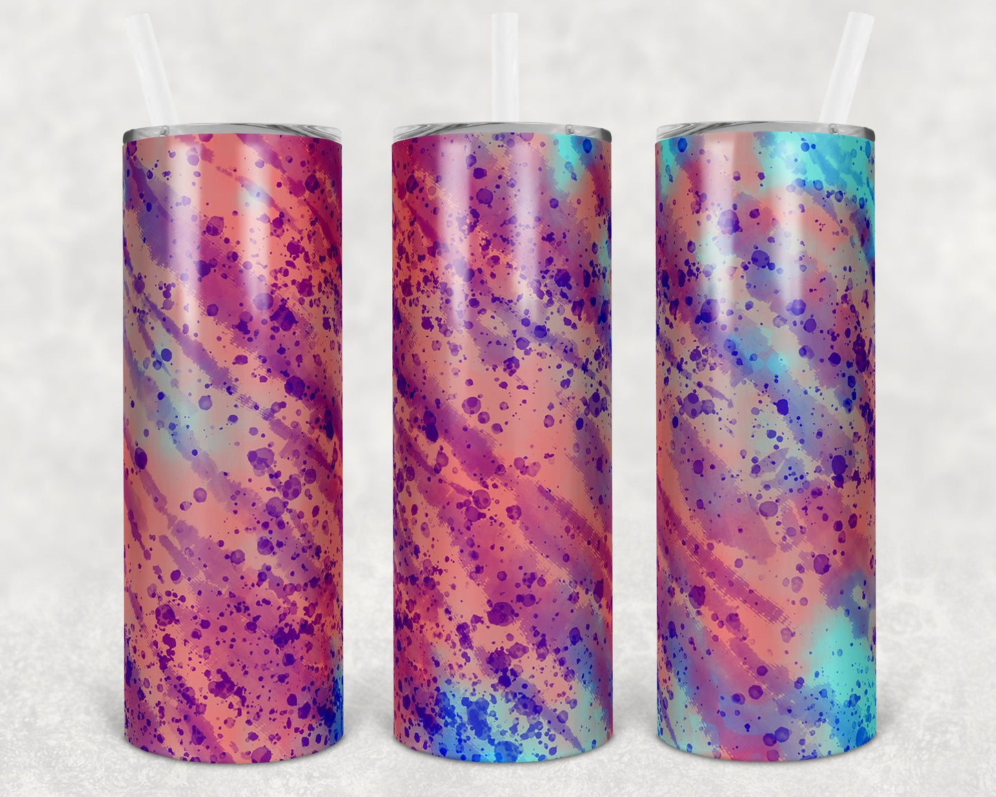 Pink and Blue Splatter 20 oz Skinny Tumbler