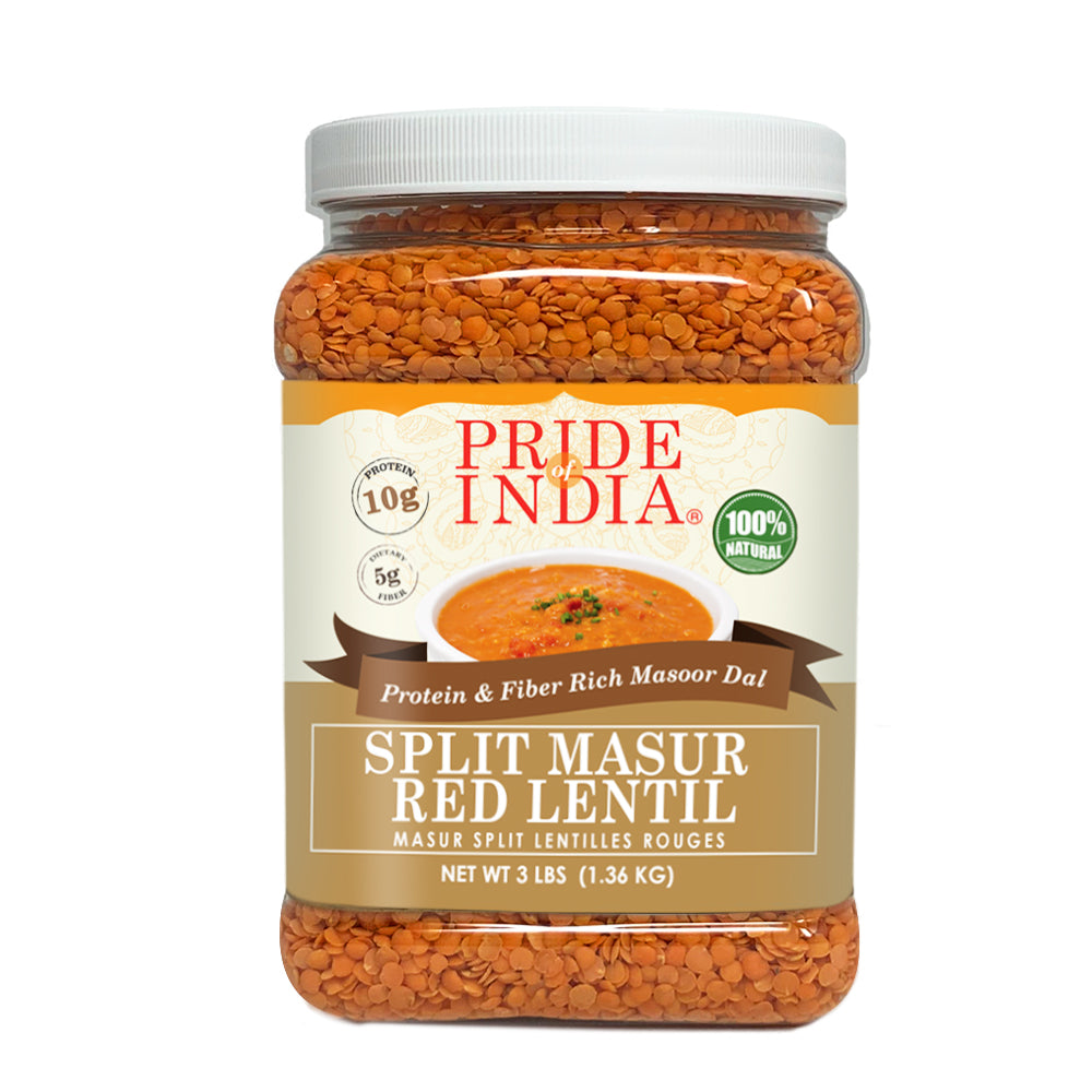 Indian Split Masur Red Lentils - Protein & Fiber Rich Masoor Dal Jar-1