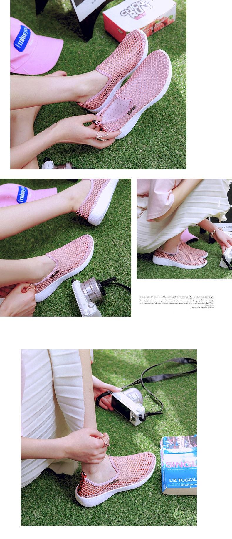 Sport Mesh Breathable Women Shoes Fashion Sports Soft Comfortable Women Shoes Fashion Slip-On Sports Shoes Soft Sole Breathable Comfortable Running Walking Shoes