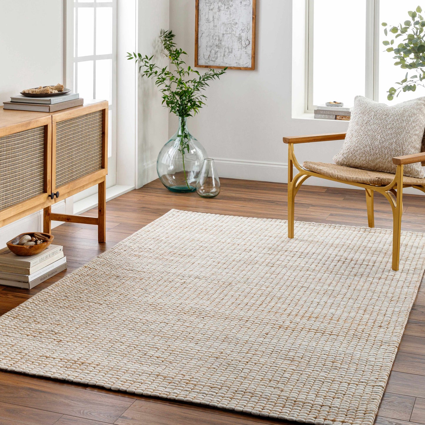 Riki Cream Jute-Wool Blend Rug-1
