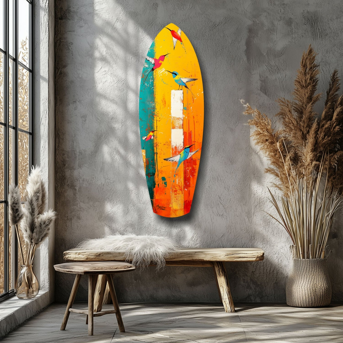 Birds in Colors Glass Wall Art