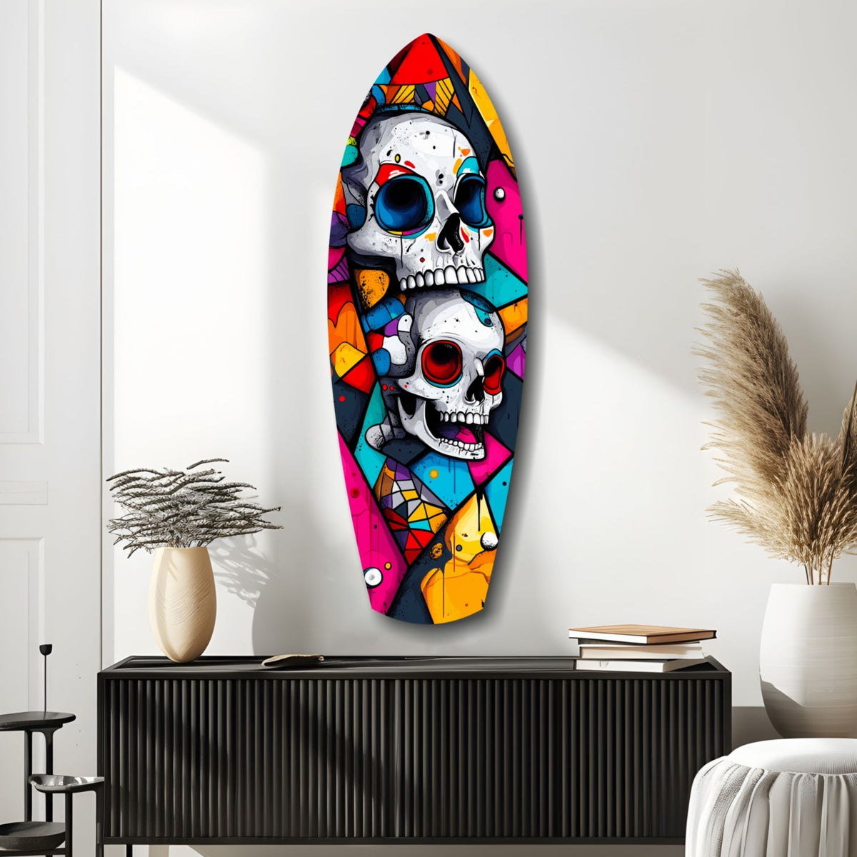 Vintage Skulls Glass Wall Art