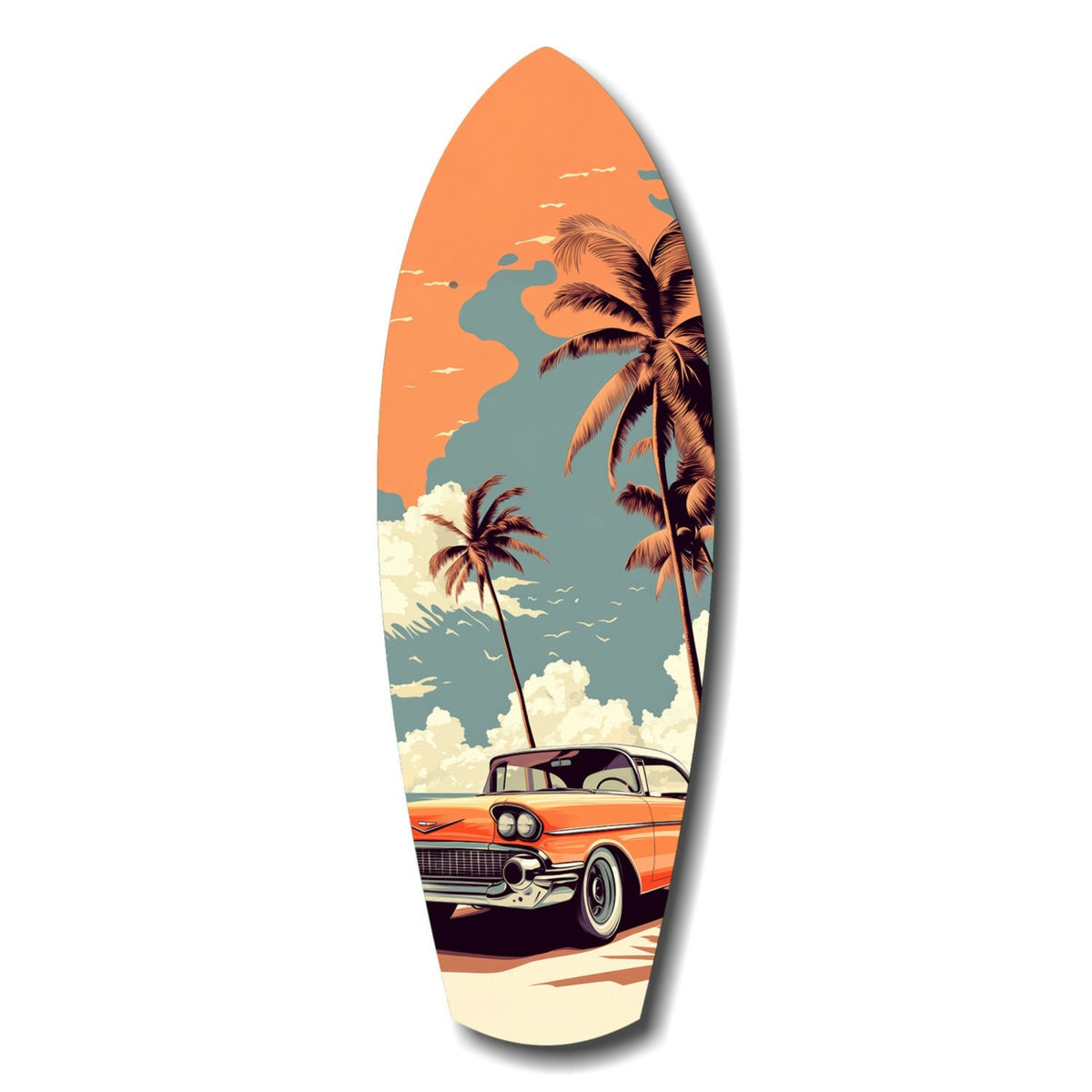 Sunset Ride 60s Vibes Glass Wall Art