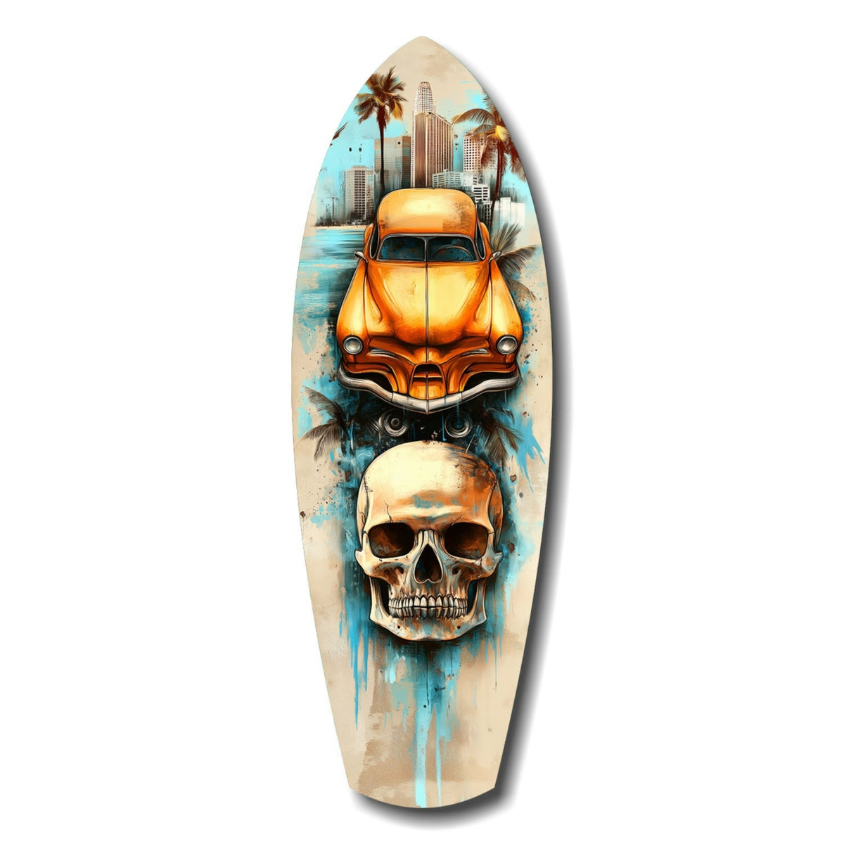 Retro Rides Rebel Skulls Glass Wall Art