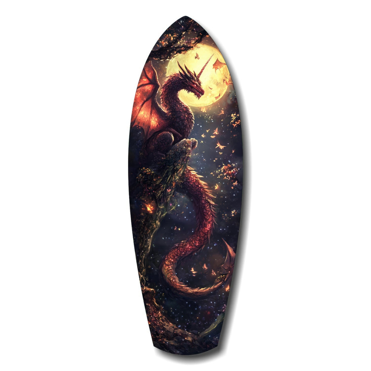 Moonlit Dragon Flight of the Night Glass Wall Art