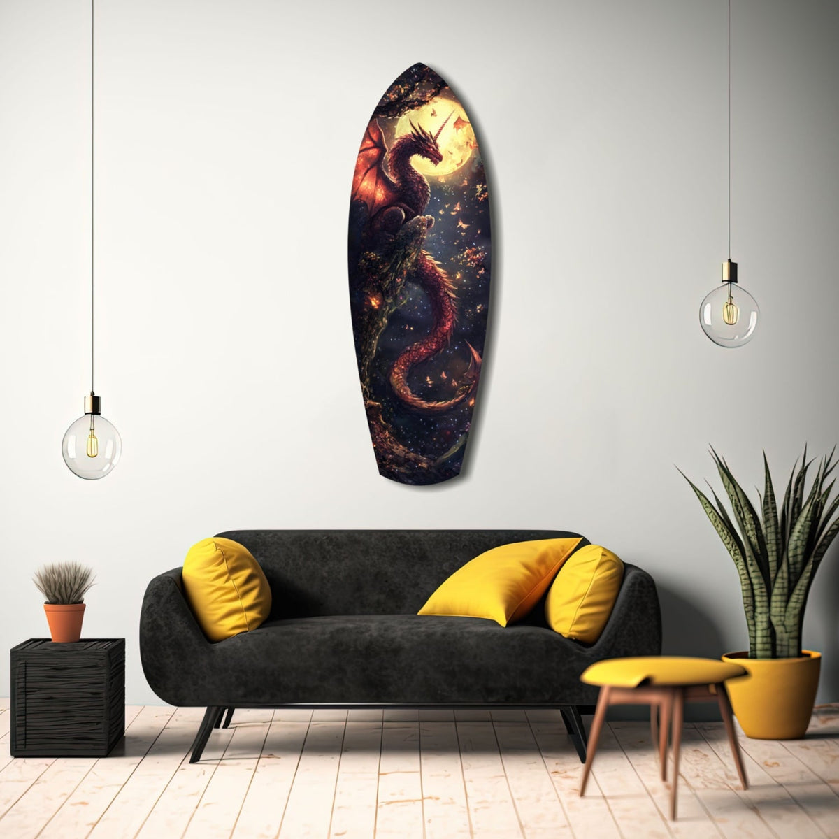 Moonlit Dragon Flight of the Night Glass Wall Art