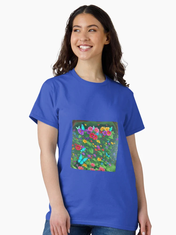 Butterflies on Colorful Flowerbed