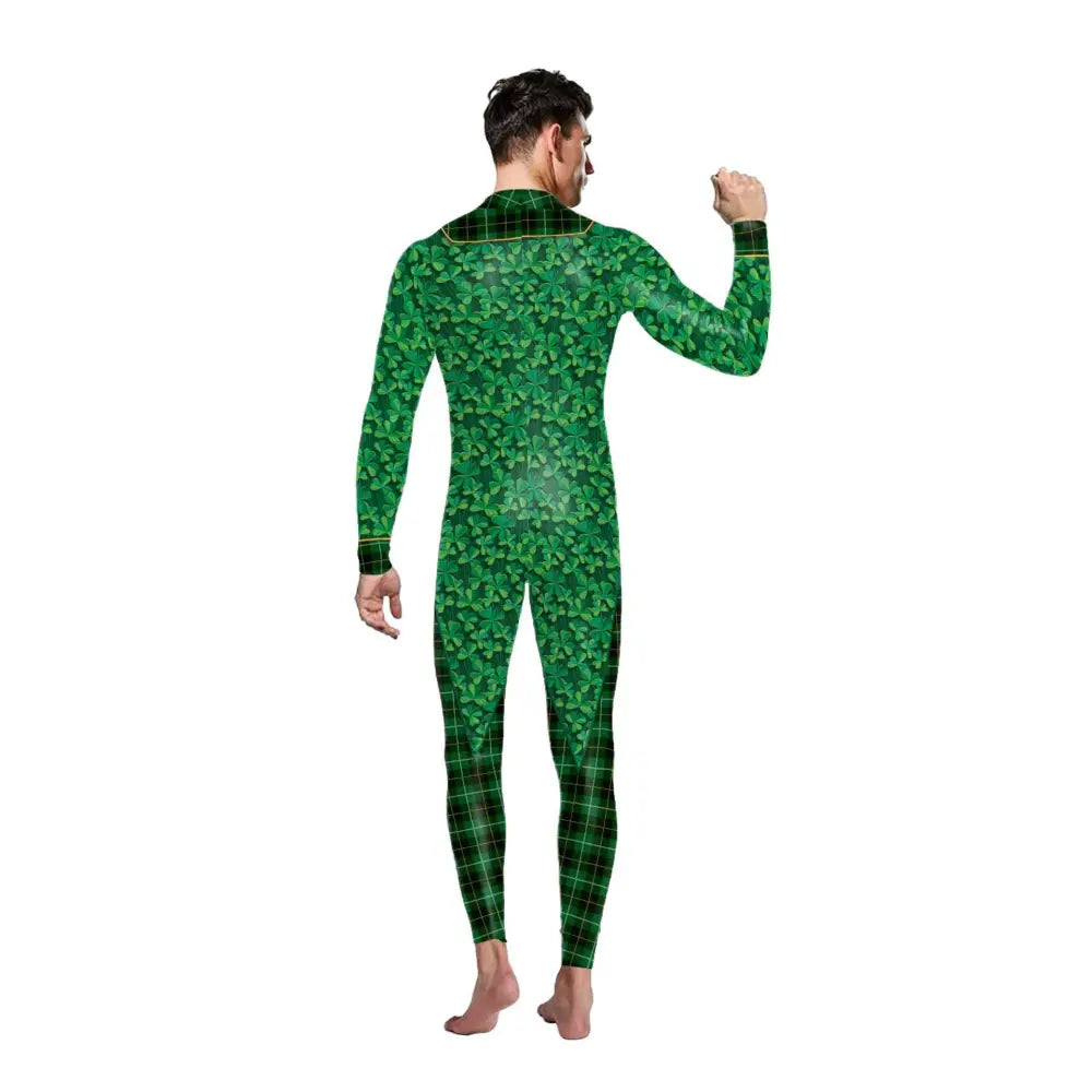 St. Patrick's Day Green Bow Digital Print Jumpsuit