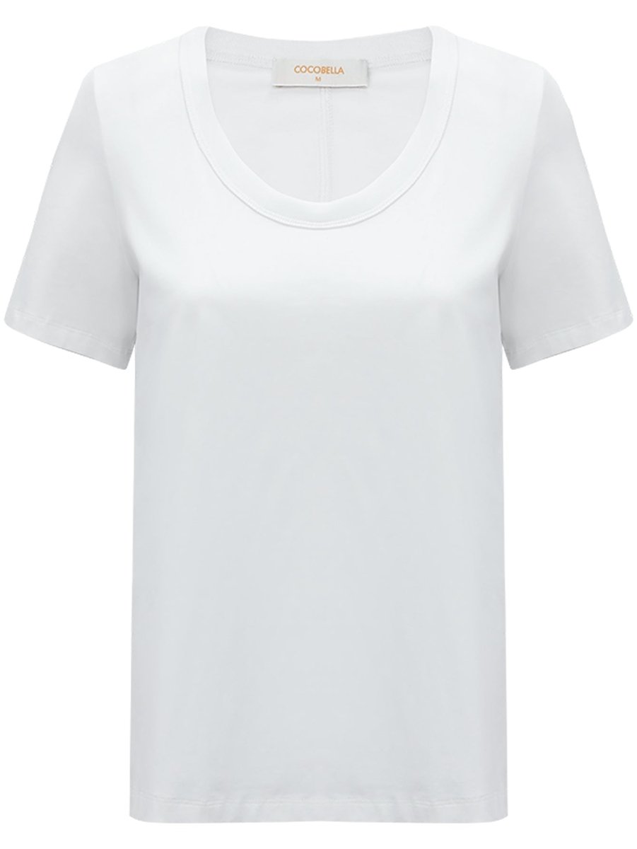 Stain-Resistant White Cotton U-Neck Short Sleeve Tee-3