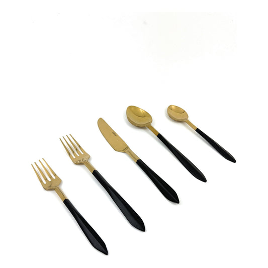 Stainless Steel Mette Black and Golden Flatware set of 20
