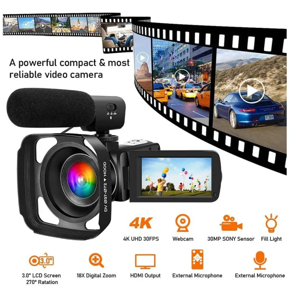 Standard Black English 2.7K HD Digital Camcorder DV06S