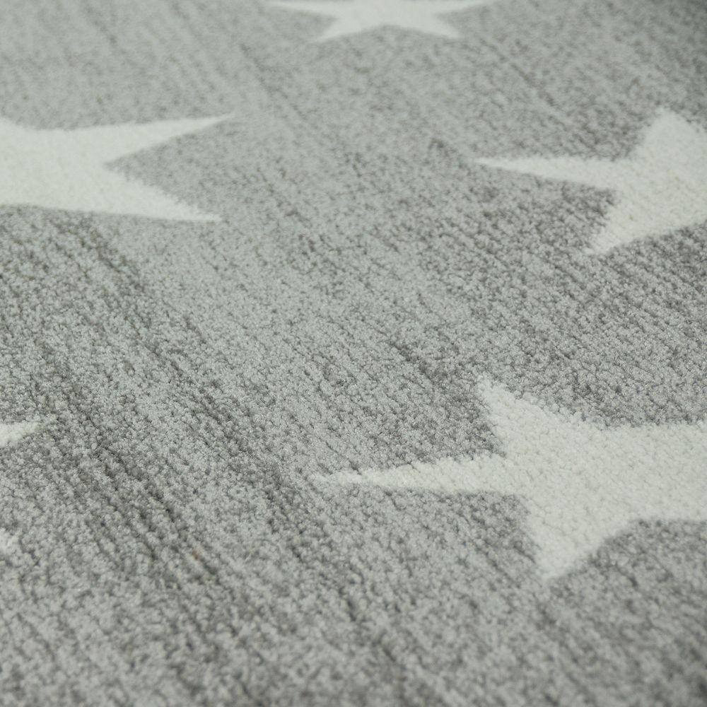 Stars Rug Kids for Nursery In Grey White Pastel Colors-2