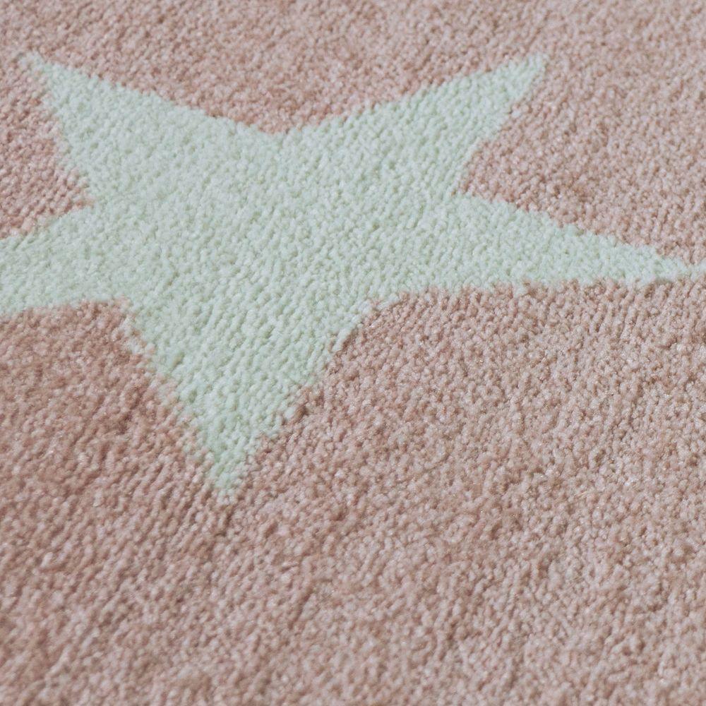 Stars Rug Kids for Nursery in Pink White Pastel Colors-2