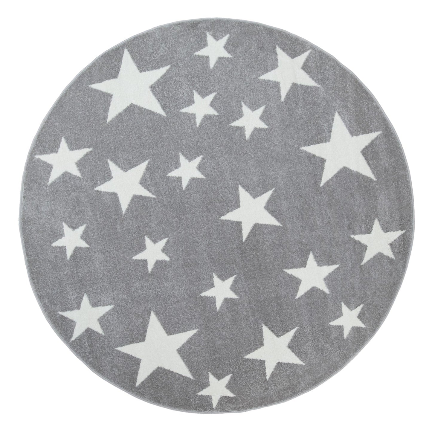 Stars Rug Kids for Nursery In Grey White Pastel Colors-3