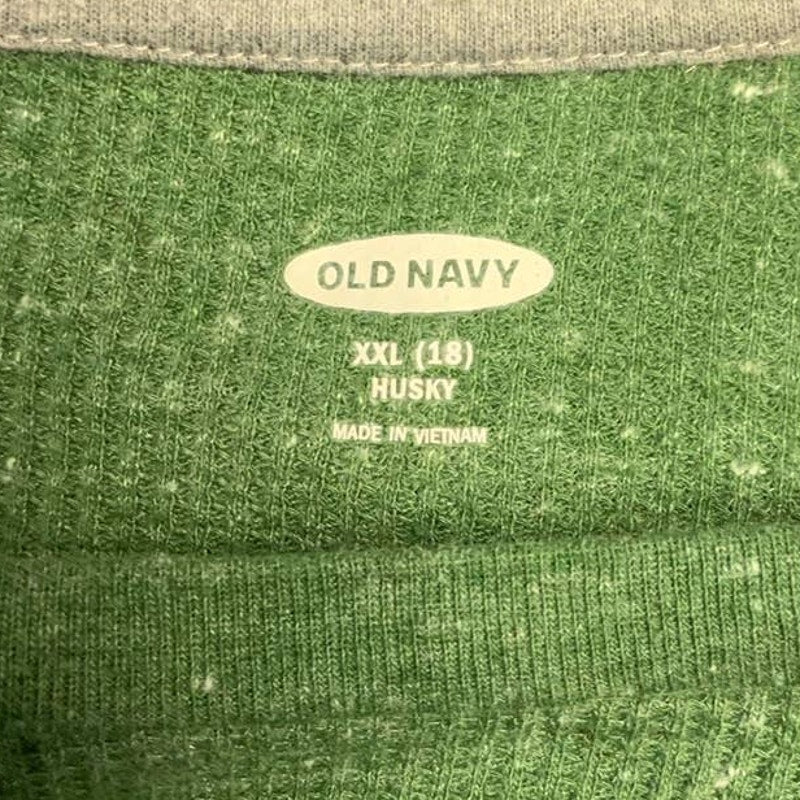 Old Navy Boys Husky XXL Long Sleeve Waffled Cotton Blend Crew Neck Shirt