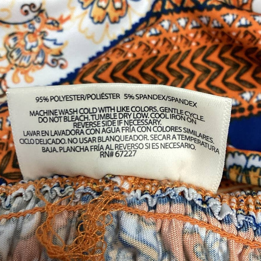 Bobbie Brooks Womens Medium Boho Paisley Floral Print Strappy Deep V Maxi Dress