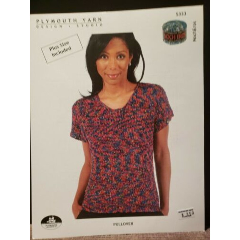 New Plymouth Yarn S333 Noch Eros Ladies Pullover Sweater Knitting Pattern Plus