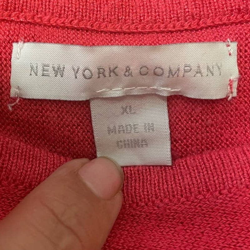 New York & Company Womens XL Long Sleeve Scoop Neck Gold Studded Sweater