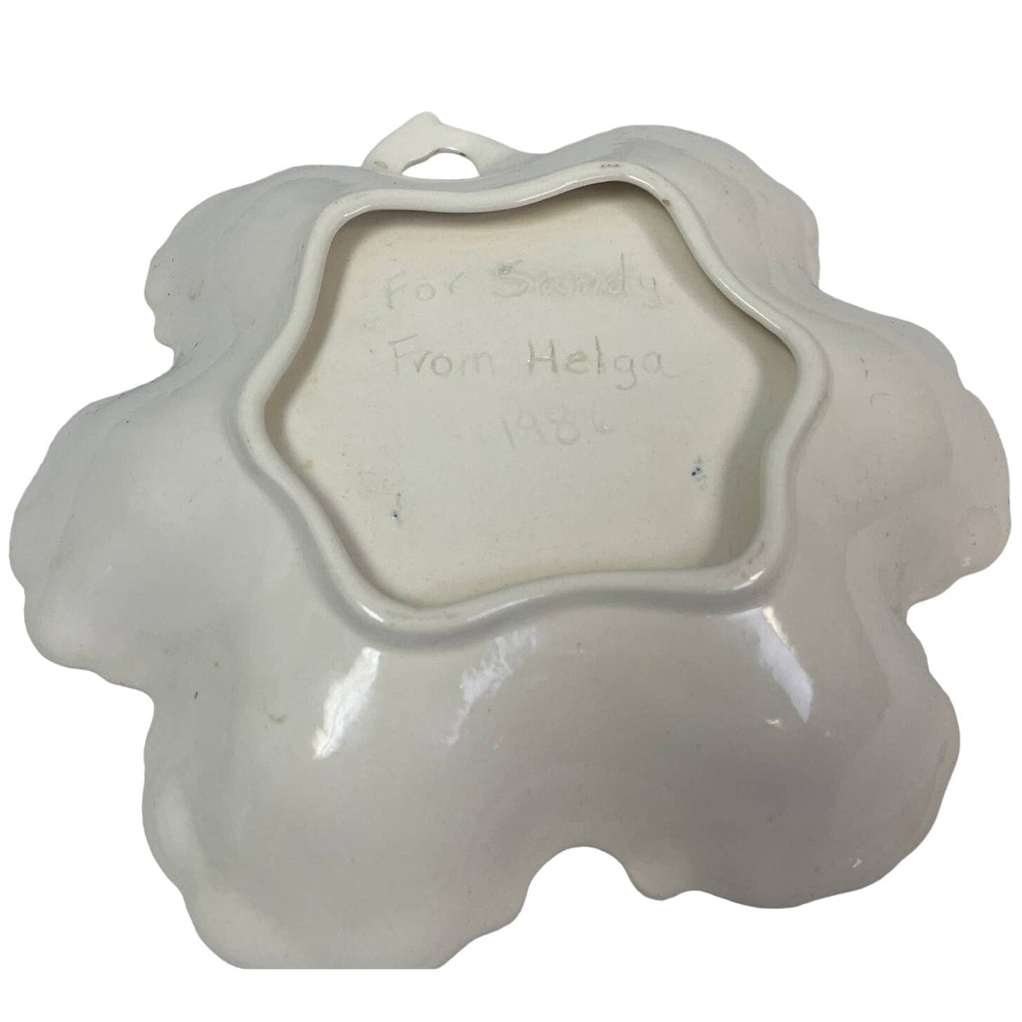 Vintage 1986 Handmade Ceramic Flower Shaped Wildflower Candy Dish Bowl For Sandy