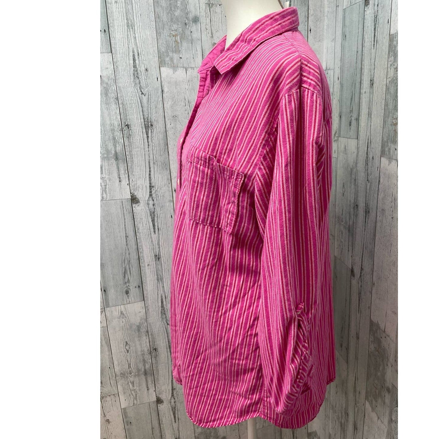 Gilligan & O'Malley Womens XXL Long Sleeve Cotton Button Front Sleepwear Shirt