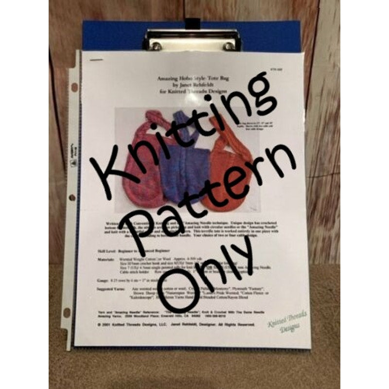 New Knitted Threads Janet Rehfeldt KTK-502 Amazing Hobo Tote Knitting Pattern