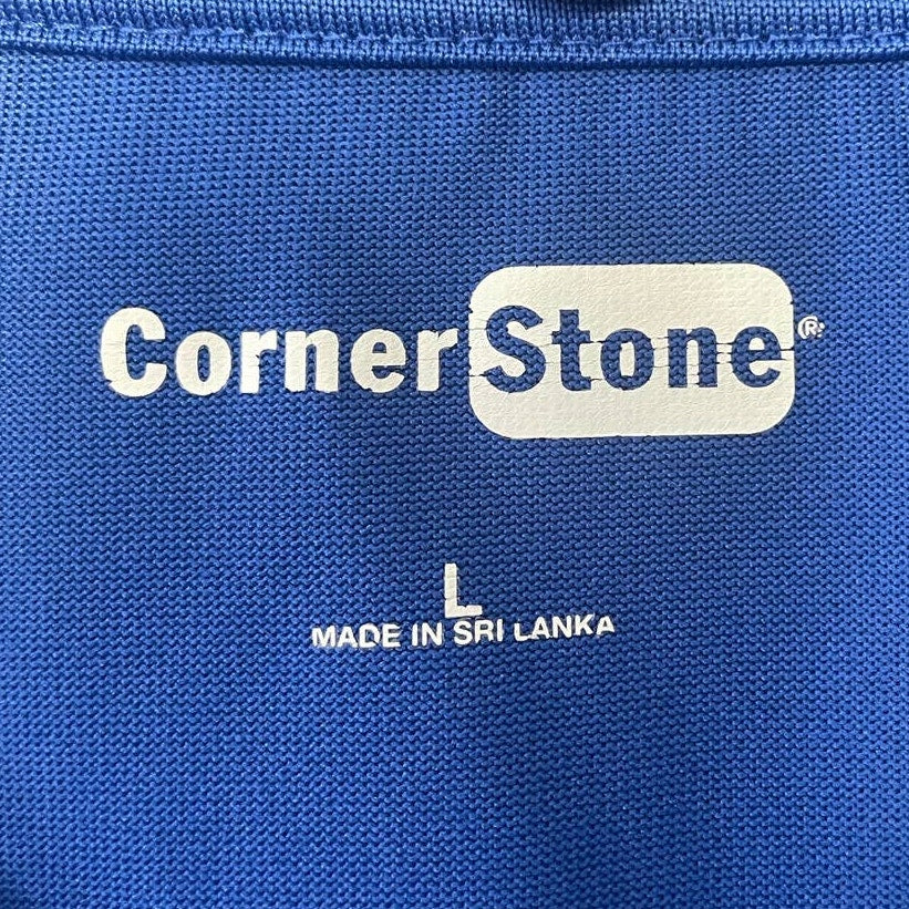 CornerStone Womens Large Blue OREO Short Sleeve Collared Polyester Polo Shirt