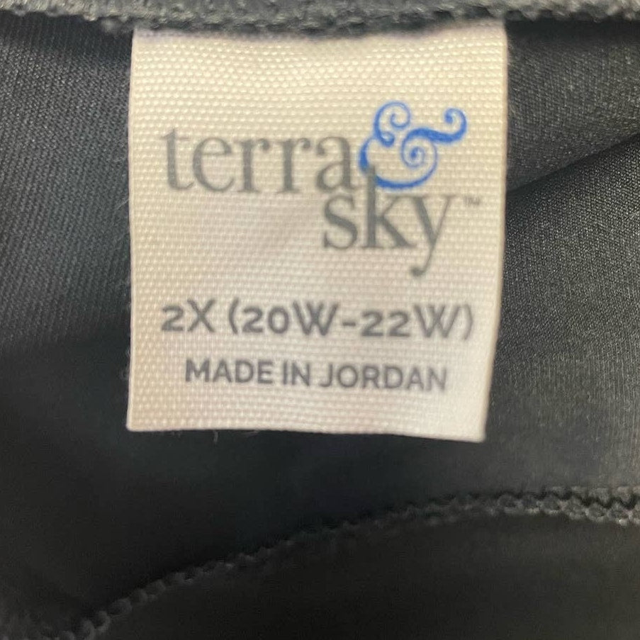 Terra & Sky Plus Size 2X (20W-22W) Shiny Polyester Blend Wide Waist Leggings