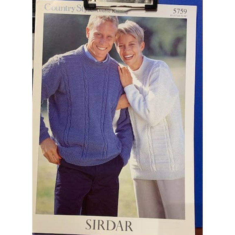 New Sirdar 5759 Country Style His Hers Pullover Double Knitting Sweater Pattern
